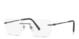 Shop BVLGARI Rimless Wide Rectangle Eyeglasses in Matte Gunmetal online.