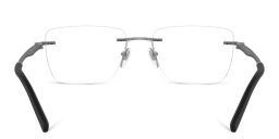 Shop BVLGARI Rimless Wide Rectangle Eyeglasses in Matte Gunmetal online.