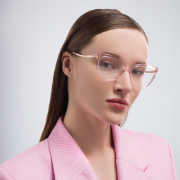 BVLGARI Cat-Eye Eyeglasses in Transparent Pink – Product Photo 5