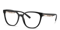 Shop BVLGARI Square Eyeglasses in Rubber Black online.