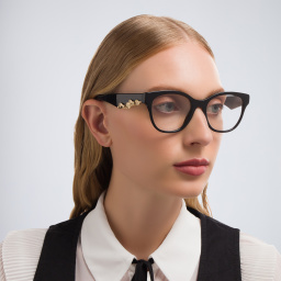 Shop Dolce & Gabbana Panthos Eyeglasses in Black online.