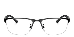 Emporio Armani Half-Rim Pillow Eyeglasses in Matte Black – Product Photo 1