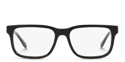 Shop Emporio Armani Wide Rectangle Eyeglasses in Black online.