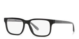 Shop Emporio Armani Wide Rectangle Eyeglasses in Black online.