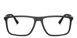 Shop Emporio Armani Wide Rectangle Eyeglasses in Matte Black online.