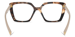 Shop PRADA Logo Signature Square Eyeglasses in Caramel Tortoise online.
