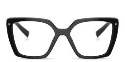 Shop PRADA Logo Signature Square Eyeglasses in Black online.