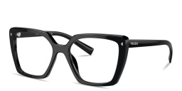 Shop PRADA Logo Signature Square Eyeglasses in Black online.
