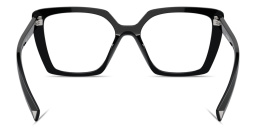 Shop PRADA Logo Signature Square Eyeglasses in Black online.