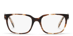 Shop PRADA Rectangle Eyeglasses in Caramel Havana online.