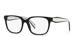 Shop PRADA Rectangle Eyeglasses in Black online.