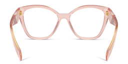 Shop PRADA Logo Cat-Eye Eyeglasses in Transparent Peach online.