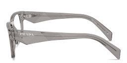 Shop PRADA Catwalk Wide Pillow Eyeglasses in Transparent Dark Grey online.