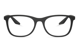 Prada Linea Rossa Wide Pillow Eyeglasses in Black Rubber – Product Photo 1