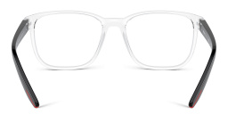 Shop Prada Linea Rossa Logo Square Eyeglasses in Clear online.