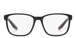 Shop Prada Linea Rossa Wide Pillow Eyeglasses in Black Rubber online.