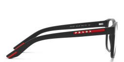 Shop Prada Linea Rossa Wide Pillow Eyeglasses in Black Rubber online.