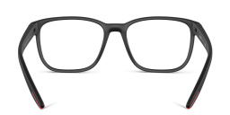 Shop Prada Linea Rossa Wide Pillow Eyeglasses in Black Rubber online.