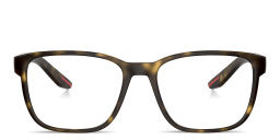 Shop Prada Linea Rossa Wide Pillow Eyeglasses in Polished Havana online.