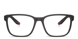 Shop Prada Linea Rossa Wide Pillow Eyeglasses in Gunmetal online.