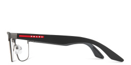 Prada Linea Rossa Wide Rectangle Eyeglasses in Grey Rubber – Product Photo 3