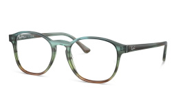 Shop Ray-Ban Unisex Panthos Eyeglasses in Striped Blue & Green online.