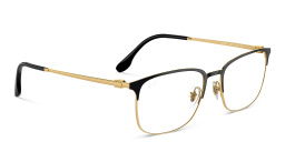Shop Ray-Ban Optics Unisex Pillow Eyeglasses in Black On Gold online.