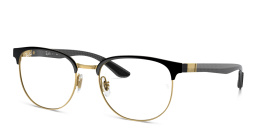 Shop Ray-Ban Unisex Irregular Eyeglasses in Black On Gold online.