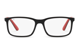 Shop Ray-Ban Junior Kids Rectangle Eyeglasses in Black On Red online.