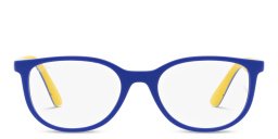 Shop Ray-Ban Junior Kids Pillow Eyeglasses in Blue On Yellow online.