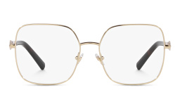 Shop TIFFANY Wide Square Eyeglasses in Pale Gold online.