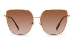 Shop BURBERRY Oversized Irregular Sunglasses in Light Gold online.