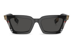 نظارات شمسية مربّعة من بربري بلون أسود بنقشة المربّعات - صورة المنتج 1