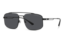 Shop Emporio Armani Logo Square Sunglasses in Matte Black online.