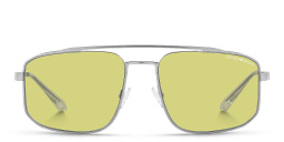 Shop Emporio Armani Logo Square Sunglasses in Matte Silver online.