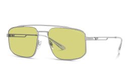 Shop Emporio Armani Logo Square Sunglasses in Matte Silver online.
