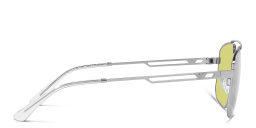 Shop Emporio Armani Logo Square Sunglasses in Matte Silver online.