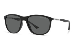 Shop Emporio Armani Logo Pillow Sunglasses in Matte Black online.