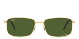 Shop Ray-Ban Unisex Rectangle Sunglasses in Gold online.