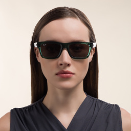 Ray-Ban Warren Unisex Rectangle Sunglasses in Transparent Green – Product Photo 5