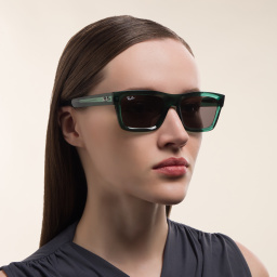 Ray-Ban Warren Unisex Rectangle Sunglasses in Transparent Green – Product Photo 6