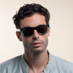 Ray-Ban Warren Unisex Rectangle Sunglasses in Transparent Green – Product Photo 7