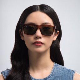 Ray-Ban Warren Unisex Rectangle Sunglasses in Transparent Brown – Product Photo 5