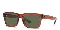 Ray-Ban Warren Unisex Rectangle Sunglasses in Transparent Brown – Product Photo 2