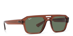 Shop Ray-Ban Corrigan Unisex Irregular Sunglasses in Transparent Brown online.
