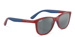 Shop Ray-Ban Junior Logo Kids Square Sunglasses in Red online.