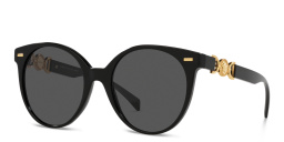 Shop VERSACE Medusa Round Sunglasses in Black online.