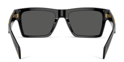 Shop VERSACE Greca Rectangle Sunglasses in Black online.