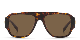 Shop VERSACE Medusa Pillow Sunglasses in Havana online.