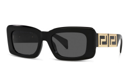 VERSACE Greca Motif Rectangle Sunglasses in Black – Product Photo 2